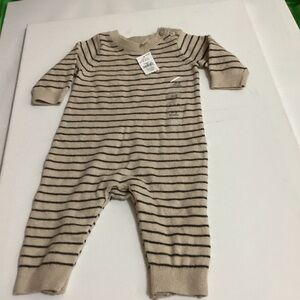 GAP Beige and Black Striped Kids Footie